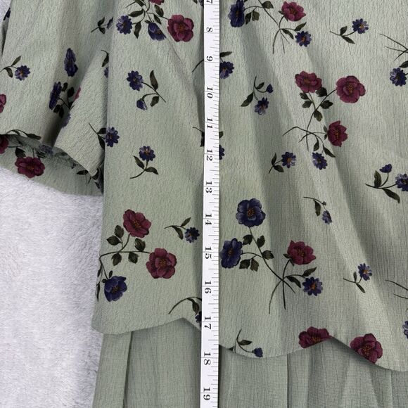 Vtg Puff Sleeve Tea Dress 8 Green Cottage Modest Grandma Prairie Garden 80s 90s - Picture 11 of 15